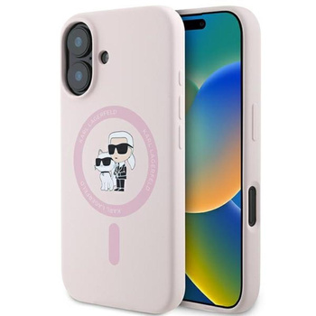 Karl Lagerfeld Silikon Karl & Choupette Ring MagSafe - iPhone 16 Plus Hülle (rosa)