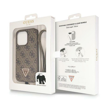 Guess Crossbody 4G fém logóval - iPhone 15 Pro tok (barna)