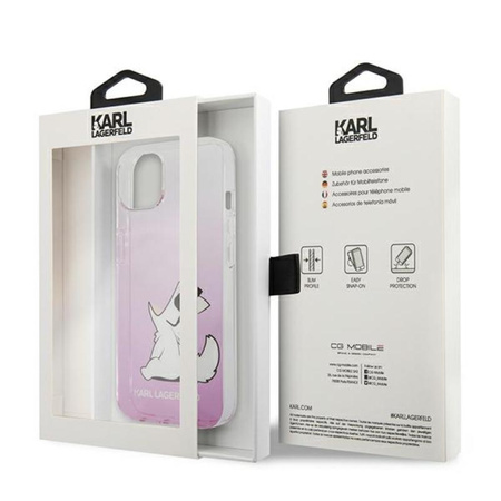 Karl Lagerfeld Choupette Fun - pouzdro pro iPhone 13 Mini (růžové)