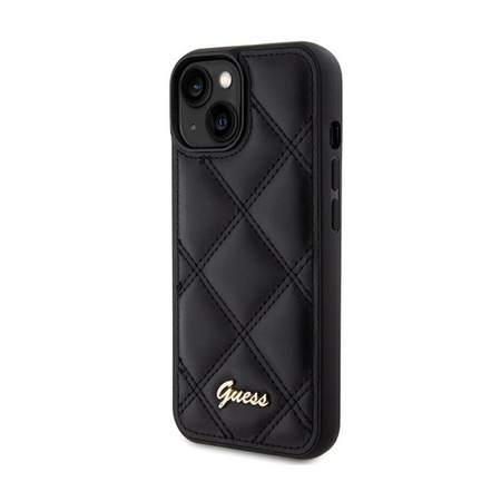 Guess Quilted Metal Logo - pouzdro na iPhone 15 (černé)