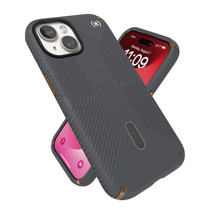 Speck Presidio2 Grip ClickLock & MagSafe - pouzdro pro iPhone 15 / iPhone 14 / iPhone 13 (Charcoal Grey/Cool Bronze)