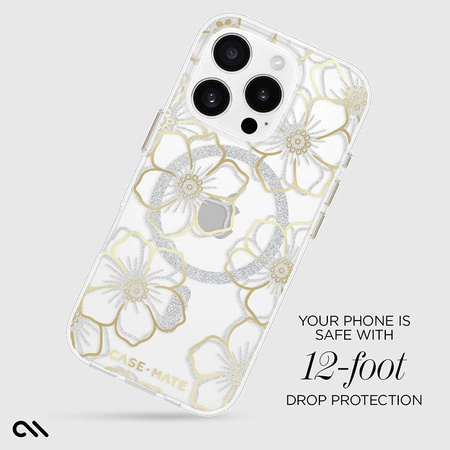 Case-Mate Floral Gems MagSafe - iPhone 16 Pro Case (Gold)