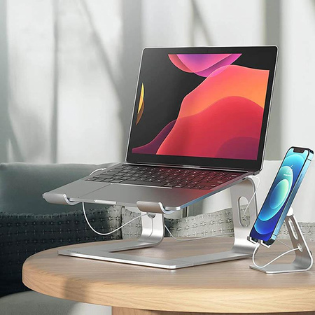 Crong AluBench – Ergonomiczna podstawka pod laptopa z aluminium (srebrny)