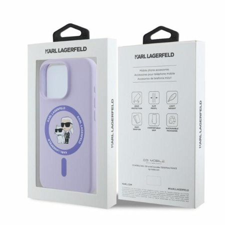 Karl Lagerfeld Silicone Karl & Choupette Ring MagSafe – Pouzdro iPhone 16 Pro Max (fialové)