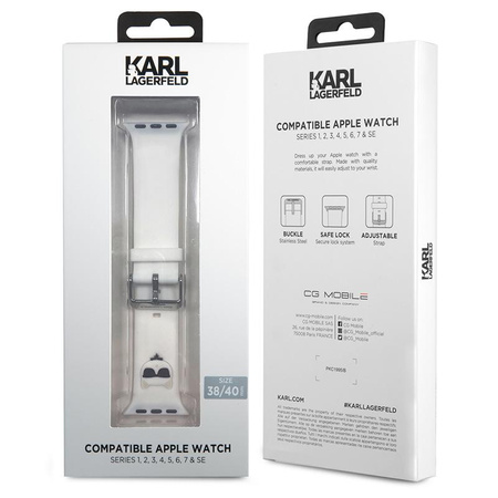 Karl Lagerfeld Silicone Choupette Head - Bracelet pour Apple Watch 38/40/41 mm (blanc)
