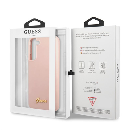 Guess Silicone Script Metal Logo  - Pouzdro pro Samsung Galaxy S22+ (rose)