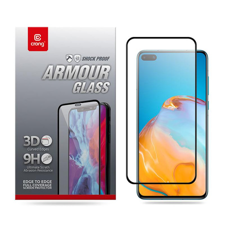 Crong 3D Armor Glass – 9H edzett üveg a teljes Huawei P40 képernyőhöz + beépítő keret