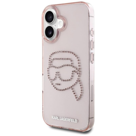 Karl Lagerfeld IML Rhinestones Karl Head - Hülle für iPhone 16 (rosa)