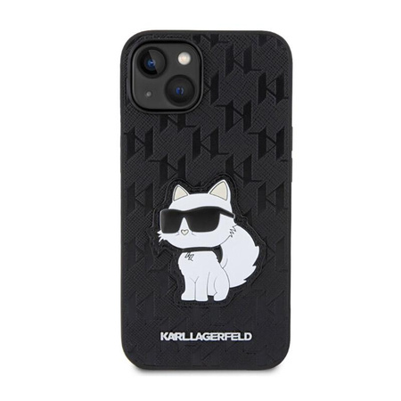 Karl Lagerfeld Saffiano Monogramm NFT Choupette - iPhone 14 Plus Tasche (Schwarz)