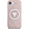 Guess IML Metall Glitter 4G Circle Triangle MagSafe - Tasche für iPhone 16e (rosa)