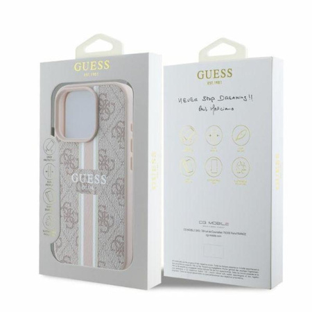 Guess 4G Printed Stripes MagSafe - Case for iPhone 16 Pro (pink)