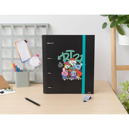 BT21 - Street Mood collection Classeur à anneaux A4 avec feuilles (4 anneaux, élastique)