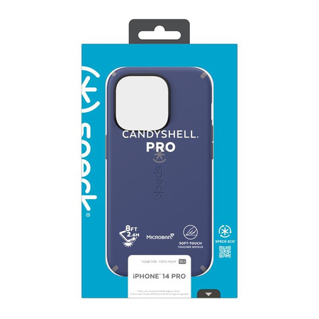 Speck CandyShell Pro - iPhone 14 Pro Tasche mit MICROBAN Beschichtung (Preußisch Blau / Wolkig Grau)