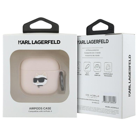 Karl Lagerfeld Silicone Choupette Head 3D - Pouzdro AirPods 4 (růžová)