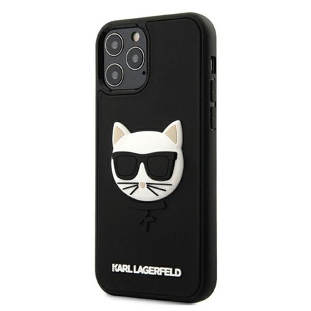 Karl Lagerfeld Choupette Head 3D Rubber - pouzdro pro iPhone 12 / iPhone 12 Pro (černé)