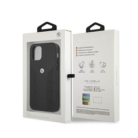 BMW Leather Curve Perforate - Hülle für iPhone 12 mini (Schwarz)