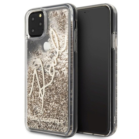 Karl Lagerfeld Signature Glitter Case - Coque pour iPhone 11 Pro Max (Or)