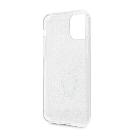 Karl Lagerfeld Iconic Karl - pouzdro pro iPhone 11 Pro (stříbrné třpytivé)