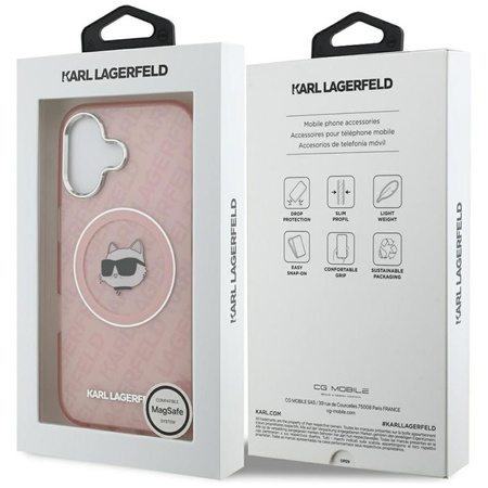 Karl Lagerfeld IML Choupette Head Logo MagSafe - Pouzdro pro iPhone 17 (růžové)