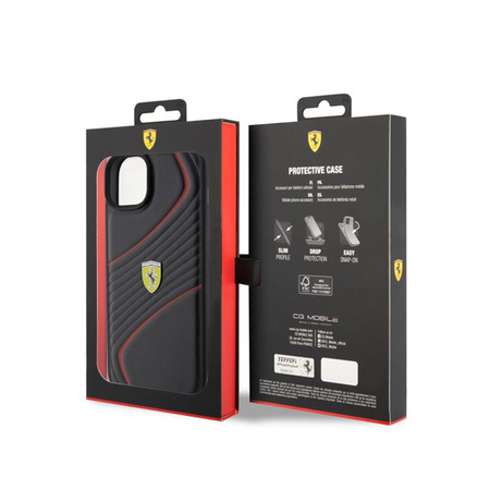 Ferrari Twist Metall Logo - iPhone 15 Plus Tasche (schwarz)