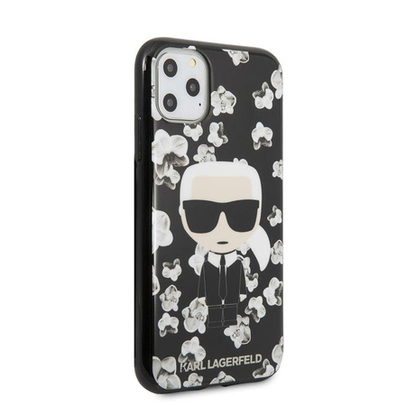 Karl Lagerfeld Iconic Karl Flower - Coque pour iPhone 11 Pro (noir)