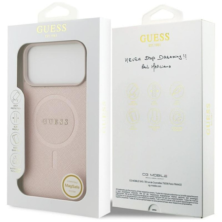 Guess Saffiano Classic Logo MagSafe - Case iPhone 17 Pro Max (pink)