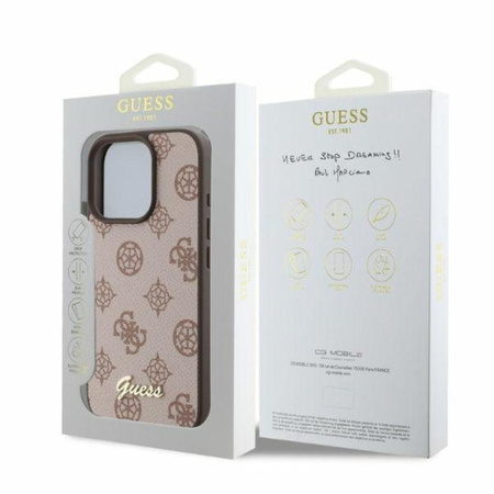 Guess Peony Script MagSafe – Hülle für iPhone 16 Pro (braun)