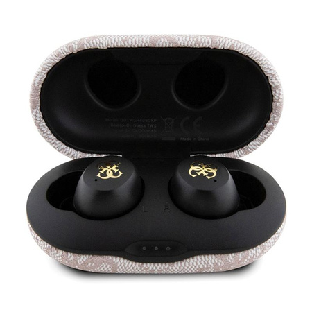 Guess 4G Metal Logo - TWS ENC Bluetooth sluchátka + nabíjecí pouzdro (růžová)