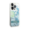 Guess Liquid Glitter Flower - pouzdro pro iPhone 14 Pro (zelené)