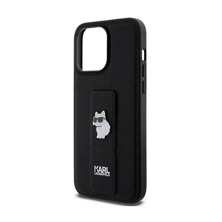 Karl Lagerfeld Gripstand Saffiano Choupette tűk - iPhone 13 Pro Max tok (fekete)