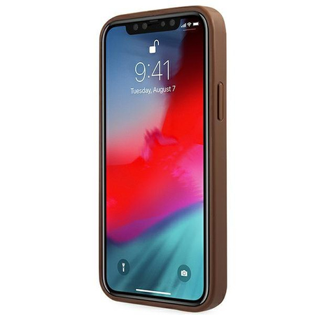 Guess 4G fém arany logó - iPhone 12 / iPhone 12 Pro tok (barna)