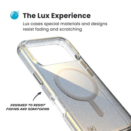 Speck Presidio Lux MagSafe - iPhone 17 Pro Case (Hyper Mirror Glitter / Silver Metallic)