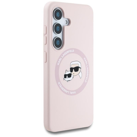 Karl Lagerfeld Silikon Doppelköpfe und Kreis MagSafe - Samsung Galaxy S25 Fall (rosa)