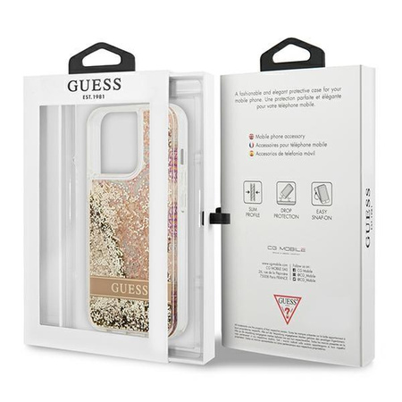Guess Liquid Glitter Paisley - iPhone 13 Pro tok (arany)