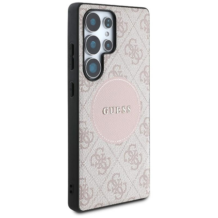Guess 4G Round Patch Classic Logo MagSafe - étui pour Samsung Galaxy S25 Ultra (rose)