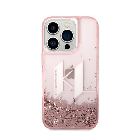Karl Lagerfeld Liquid Glitter Big Logo tok - iPhone 14 Pro tok (rózsaszín)
