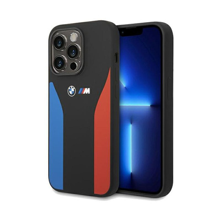 BMW Silicone Blue&Red Stripes M Collection - iPhone 15 Pro Max Case (black)