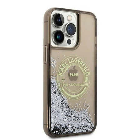 Karl Lagerfeld Liquid Glitter Round RSG Logo Case - iPhone 14 Pro Max tok (fekete)