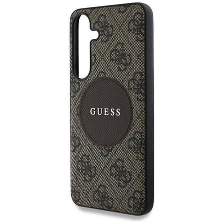 Guess 4G Round Patch Classic Logo MagSafe - étui pour Samsung Galaxy S25 (marron)