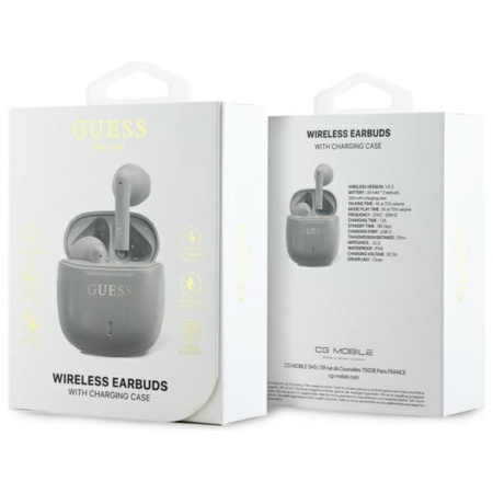 Guess Printed Classic Logo - TWS Casque Bluetooth + étui de chargement (gris)