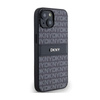 DKNY Bőr mono csíkos és fém logóval - iPhone 14 / 15 / 13 tok (fekete)