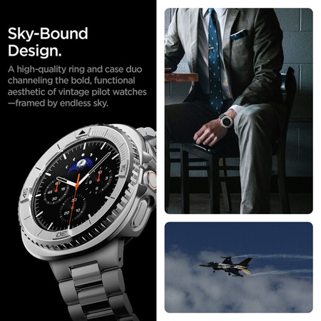 Spigen Bezel Tune Pro Pilot - Hülle / Schutzring für Samsung Galaxy Watch 8 Classic 46 mm (Silber)