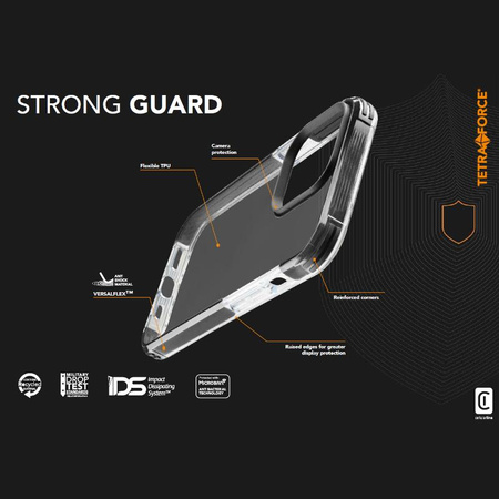 Cellularline Tetra Force Strong Guard - pouzdro pro iPhone 15 Pro s povrchovou úpravou MICROBAN (čiré)