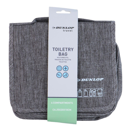 Dunlop – Travel Toiletry Bag with Hanging Hook 25x20x10 cm (Grey)