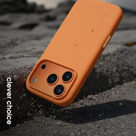 POMARAŃCZOWE ETUI MAGSAFE DO IPHONE 17 PRO Crong SILIKONOWE MAGNETYCZNE
