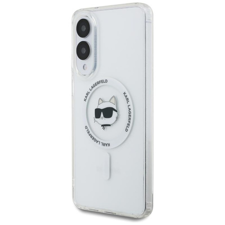 Karl Lagerfeld Button Choupette Head Printed Logo MagSafe – Pouzdro pro Samsung Galaxy S25 Edge (bílé)