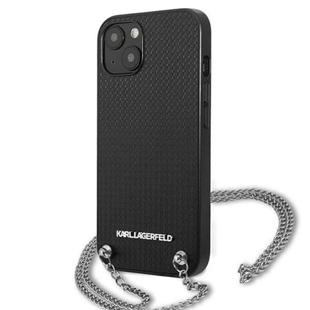 Karl Lagerfeld étui en cuir texturé et chaîne - iPhone 13 (noir)