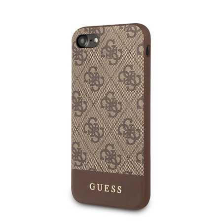 Guess 4G Bottom Stripe Collection - pouzdro pro iPhone SE 2020 / 8 / 7 (hnědé)