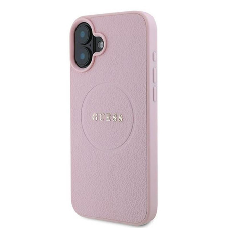 Guess Anneau Grainé MagSafe - Coque iPhone 16 Plus (rose)