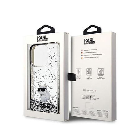 Karl Lagerfeld Liquid Glitter Choupette - iPhone 14 Pro Max Tasche (Transparent)